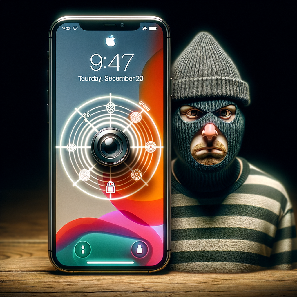 A man in a mask is holding an iphone.