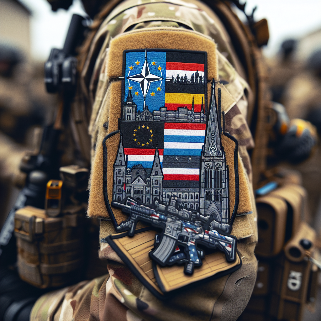 A soldier wearing a patch with flags on it.